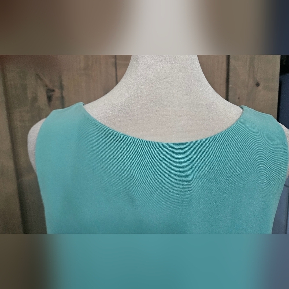 Vintage Sylvia Heisel 100% Silk Aqua Tank Top Size 12 Minimalist - Picture 12 of 12